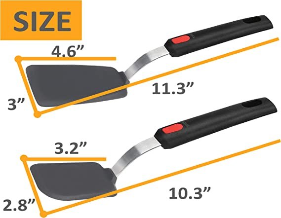 2 Pack Flexible Silicone Spatula Turner, 600°F Heat Resistant Silicone Spatula Set for Nonstick Cookware