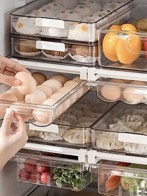 Refrigerator Organizer Bins - Large Capacity Holder Tray for Refrigerator