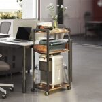 TC-HOMENY 3-Tier Movable Printer Stand with Storage Rolling Floor-Standing