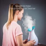 3-in-1 Large Nano Ionic Facial Steamer with Precise Temp Control - Humidifier - Unclogs Pores - Blackheads - Spa Quality - Bonus 5 Piece Stainless Steel Skin Kit