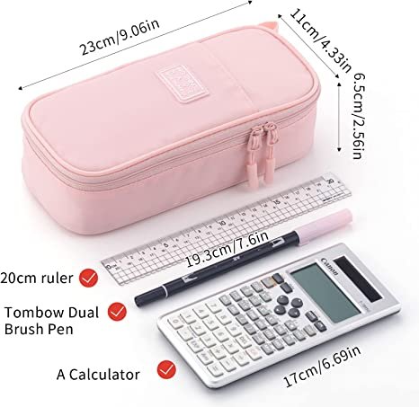 CICIMELON Durable Pencil Case Big Storage Pen Pouch Bag. Pink