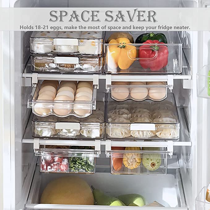 Refrigerator Organizer Bins - Large Capacity Holder Tray for Refrigerator