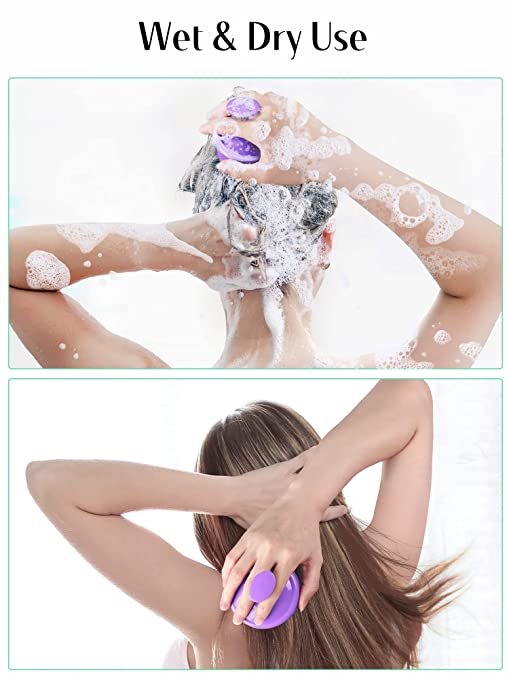 HEETA Scalp Care Hair Brush, Hair Shampoo Brush with Soft Silicone Scalp Massager (Purple)