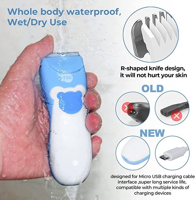 FBO Baby Hair Clippers,Hair Trimmer for Toddler Kids Adult,Ultra-Quiet Cordless Rechargeable Waterproof, Running for 90 Minutes