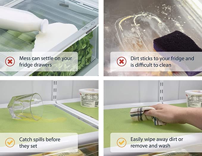 Refrigerator Liners for Shelves by Linda’s Essentials (8 Pack)