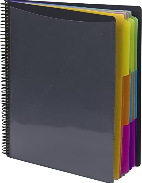 Smead 24 Pocket Poly Project Organizer, 1/3-Cut Tab, Letter Size, Gray with Bright Colors (89206)