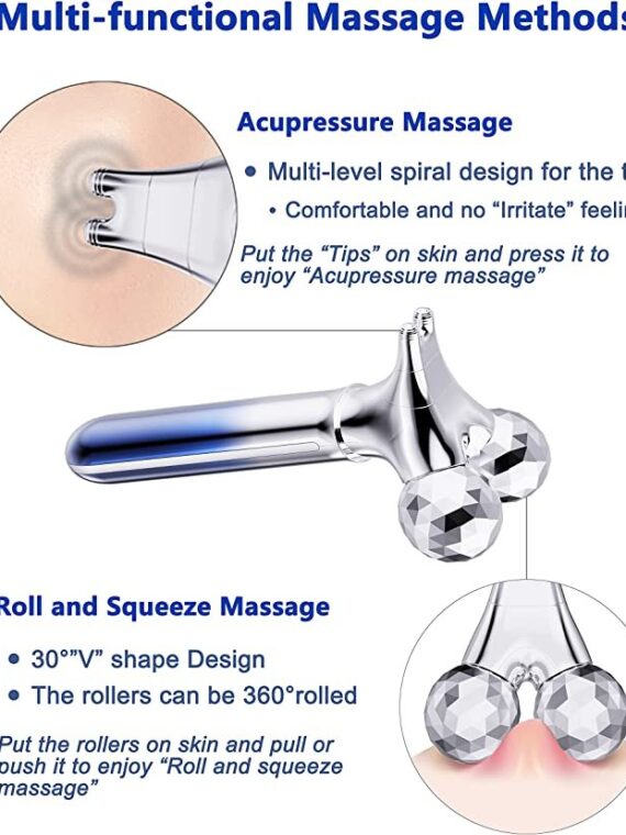 Microcurrent Face Massager Roller, 5D Microcurrent Facial Device Facial Massager Gift for Women