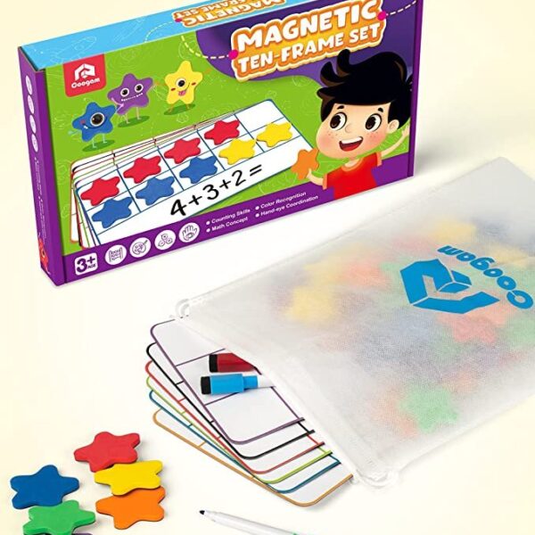 Coogam Magnetic Ten-Frame Set, Math Manipulative EVA Number Counting Games