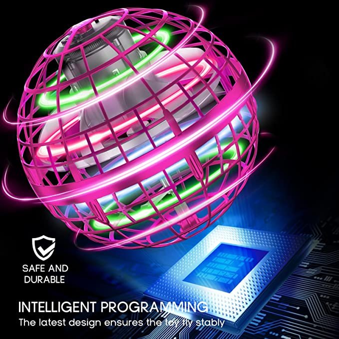 Tikduck Flying Orb Ball Toys Soaring Hover Flytoy Mini Drone Outdoor Indoor (Pink)