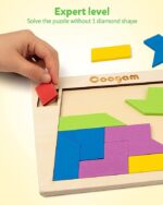 Coogam Wooden Puzzle Blocks Geometric Tangram Brain Teasers