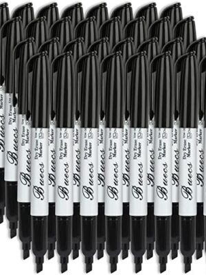 Buecs Black Dry Erase Markers, Low-Odor, 108 Count