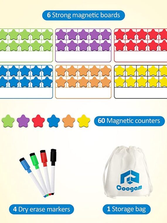 Coogam Magnetic Ten-Frame Set, Math Manipulative EVA Number Counting Games