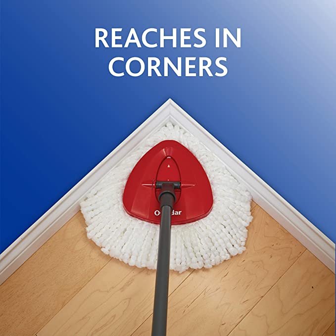 O-Cedar EasyWring Microfiber Spin Mop, Bucket Floor Cleaning System, Red, Gray