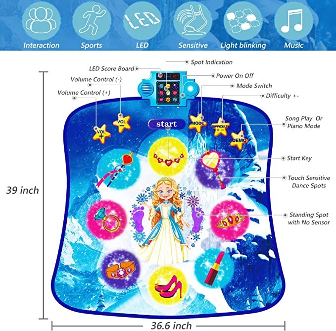 Joyvalley Dance Mat Games Toys - Upgraded Kids Dance Rhythm Step