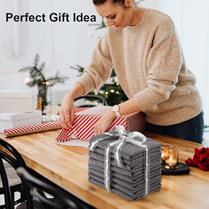 8 Pack Cotton Waffle Weave Kitchen Towels 17 x 25