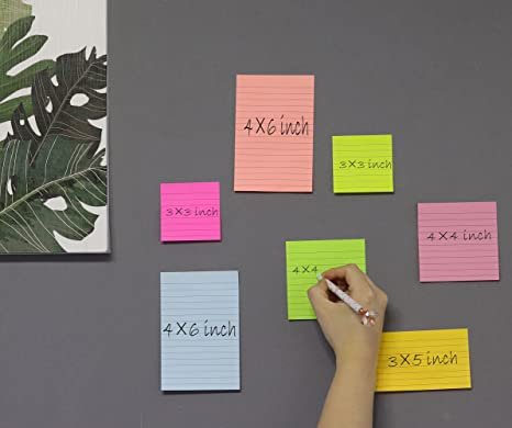 (8 Pack) Lined Sticky Notes Post, 8 Colors Self Sticky Notes Pad Its 3X3 in