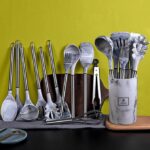 BeeNatural Kitchen Utensil Set, 32 Piece Marble Grey Kitchen Gadget