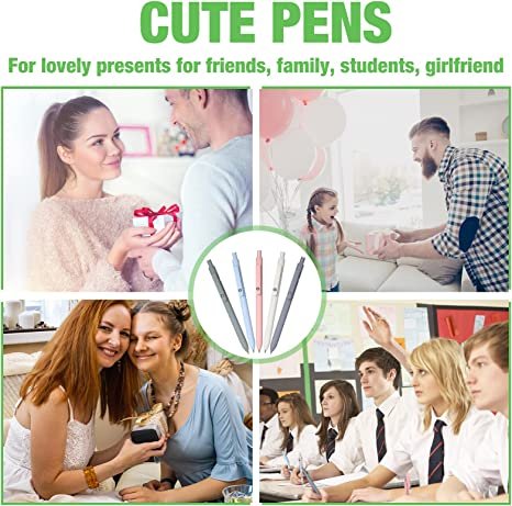 Gel Ink Pens, 0.5 mm Cute Office Supplies for School Office Home, Black Refill, 5 Colors (10 Pieces)