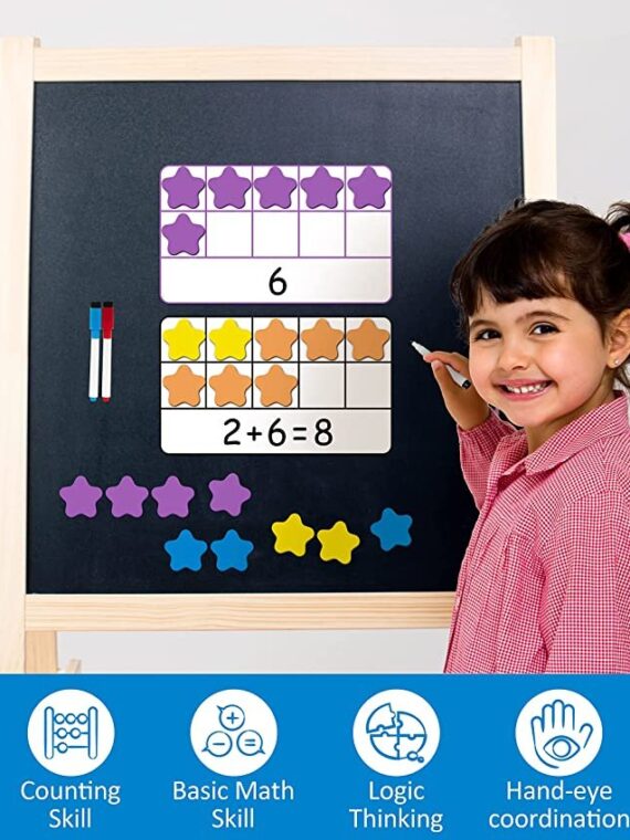 Coogam Magnetic Ten-Frame Set, Math Manipulative EVA Number Counting Games