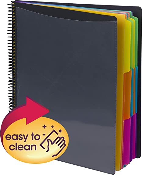 Smead 24 Pocket Poly Project Organizer, 1/3-Cut Tab, Letter Size, Gray with Bright Colors (89206)