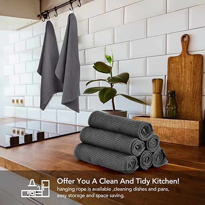 8 Pack Cotton Waffle Weave Kitchen Towels 17 x 25