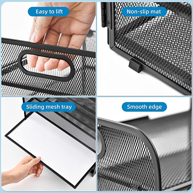 Marbrasse 5-Trays Desktop File Organizer with Pen Holder