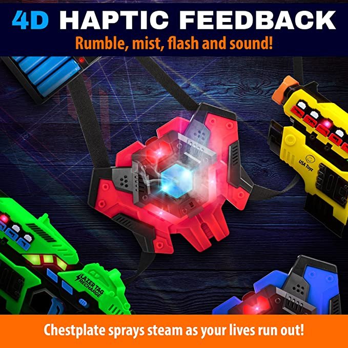 USA Toyz Rechargeable Laser Tag Game - 4pk Laser Tag Set with Guns and Vests